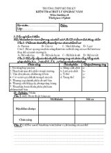 Kiểm tra chất lượng đầu năm môn sinh học 8 thời gian 15 phút